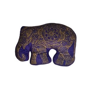 Purple Elephant Shaped Pillow with Gold And Pink Mandala Boho Decor 14½" L
